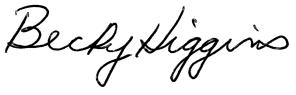 Signature: OEA President Becky Higgins