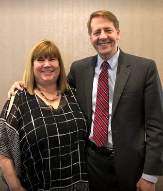 OEA President Becky Higgins and Richard Cordray.