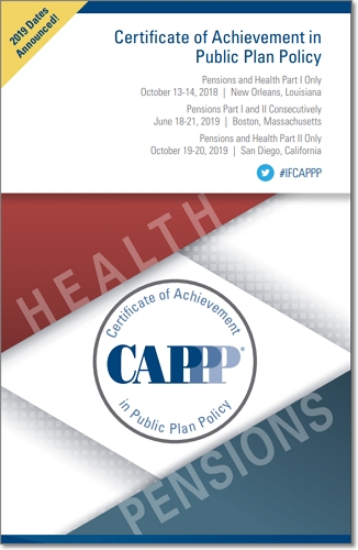 Image: 2019 Certificate of Achievement in Public Plan Policy brochure
