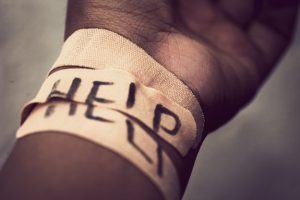Image: Self-harm wrist covered with bandage