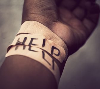 Image: Self-harm wrist covered with bandage