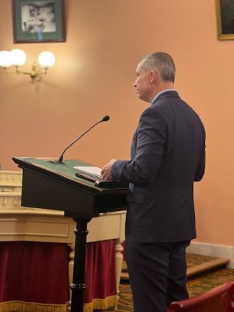 OEA President Scott DiMauro testifying before the House Finance Subcommittee on Primary and Secondary Education, March 22, 2023